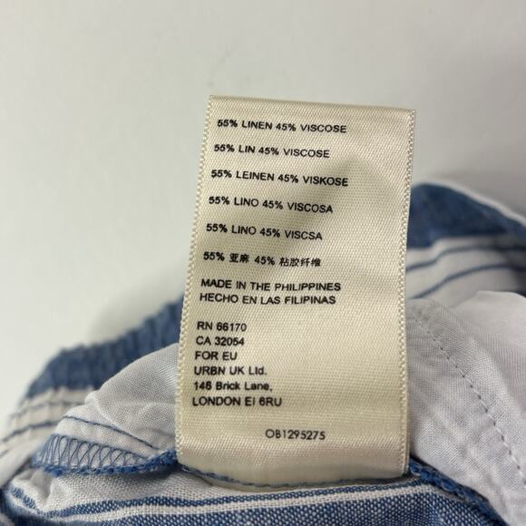 Anthropologie Maeve Women's Size 8 Striped Linen Blend Elastic Waist‎ Crop Pants - Picture 10 of 16